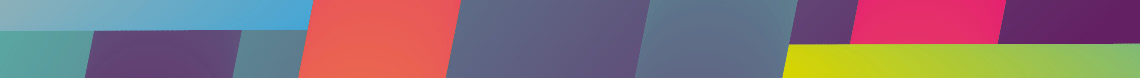 Thin long banner with multiple colours included orange, blue, dark blue, light green.