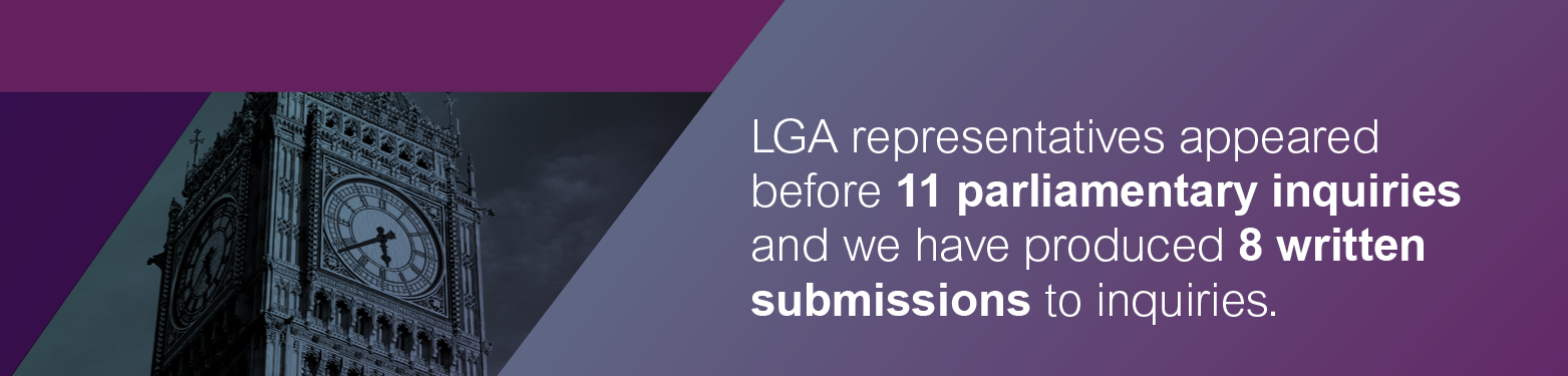 9.265 LGA in Parliament digital assets LGA representatives appeared before 11 parliamentary inquiries and we have produced 8 written submissions to inquiries.