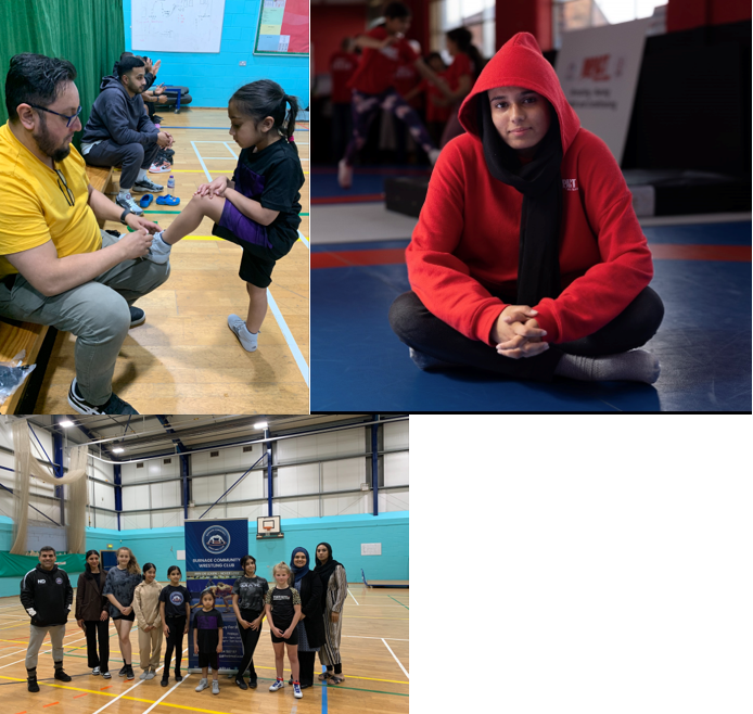 Group participants in sports hall