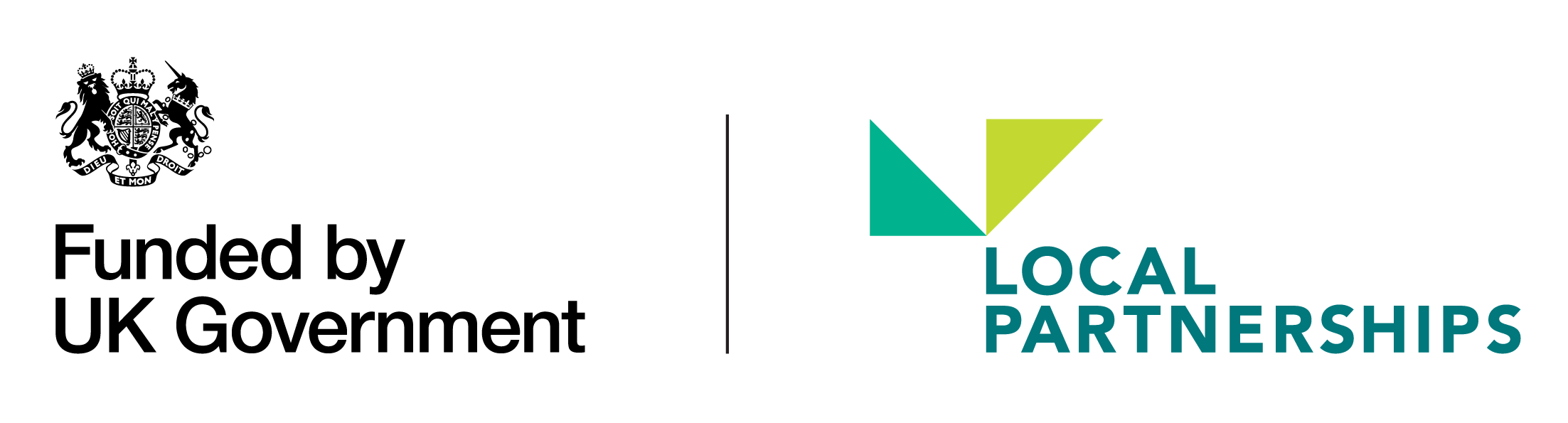 Funded by government logo next to local partnerships logo