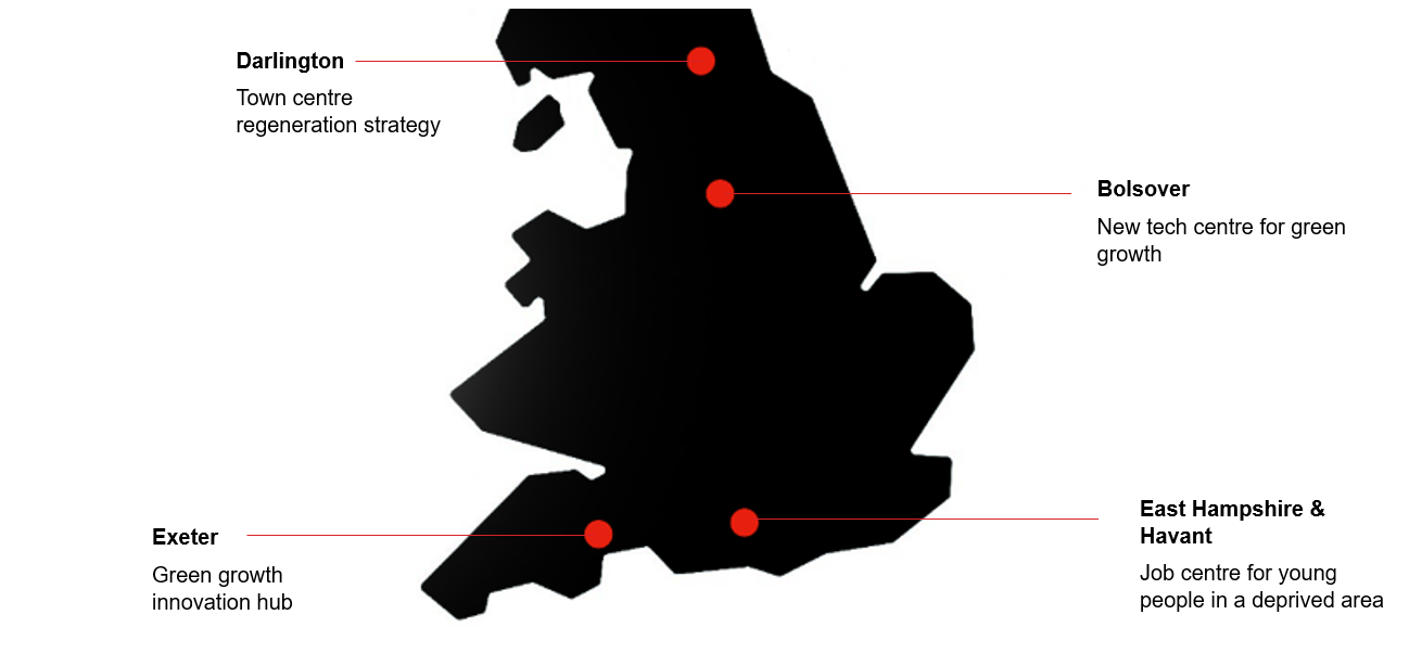 Map of authorities and projects