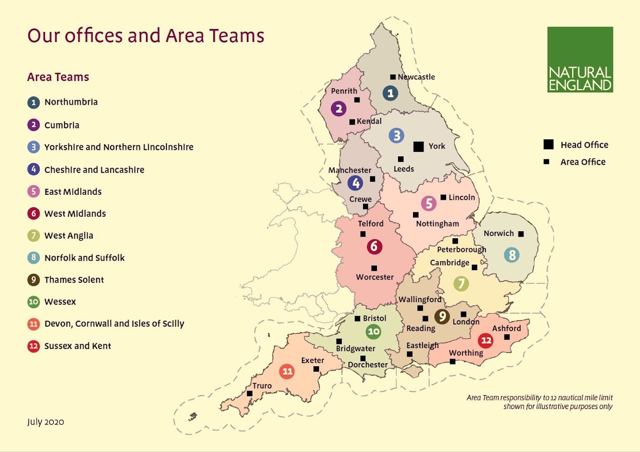 This image provides a list of who to Contact in Natural England: Nature Recovery Network Senior Advisers
