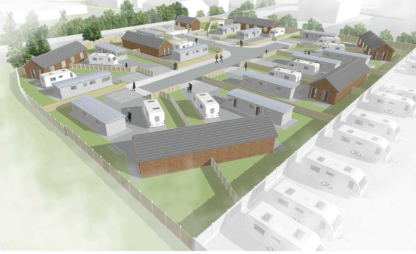 A planning mock up of the new site design with more space between caravans and more brick buildings