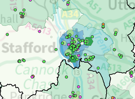 Staffordshire County Council Case study Map