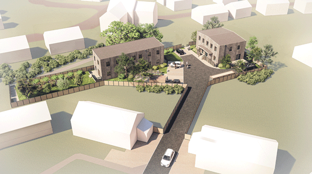 A CAD illustration of a new home development.