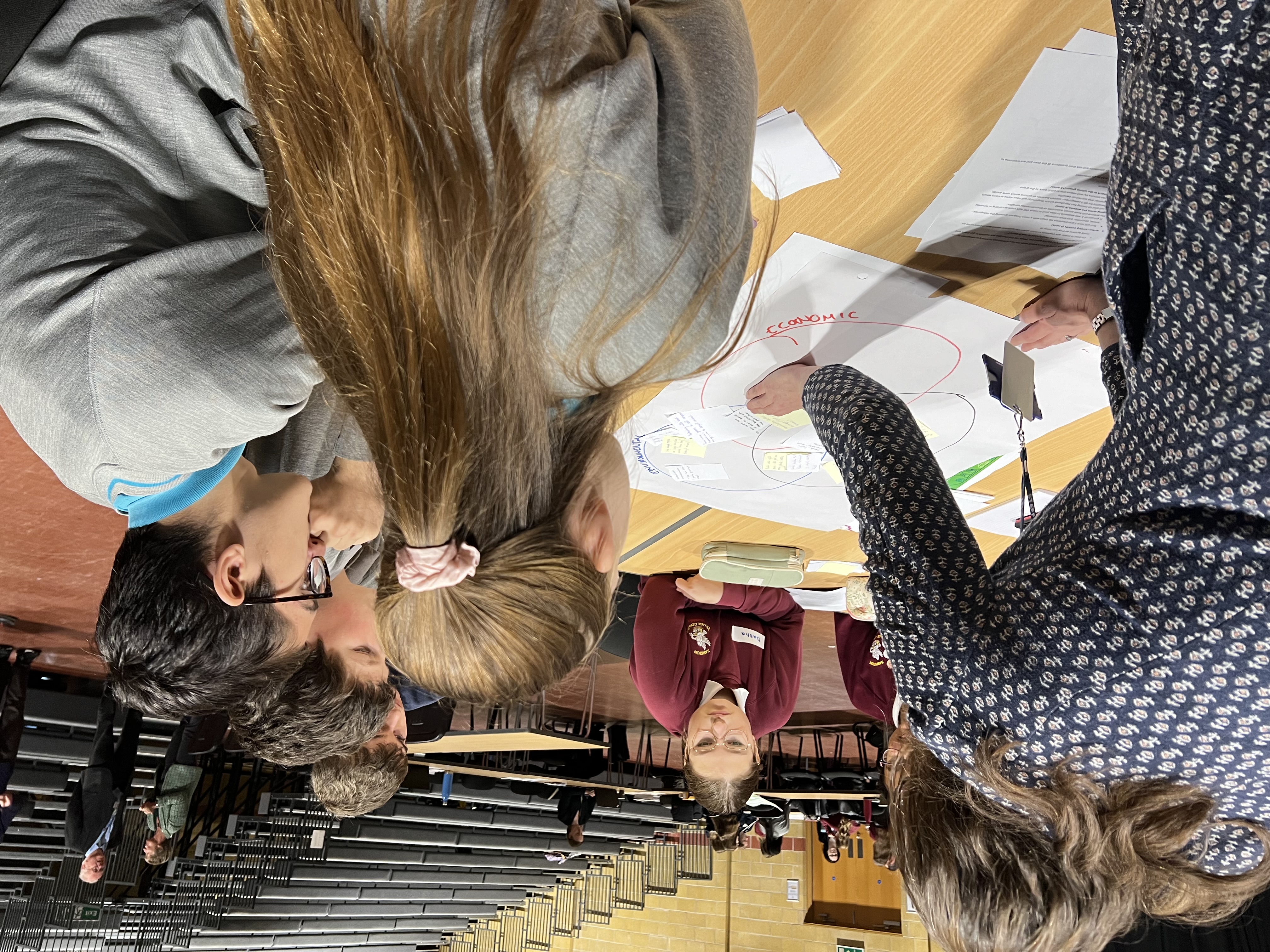 Students in group discussions during workshop