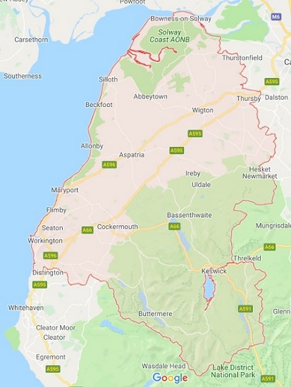Map of Allerdale borough