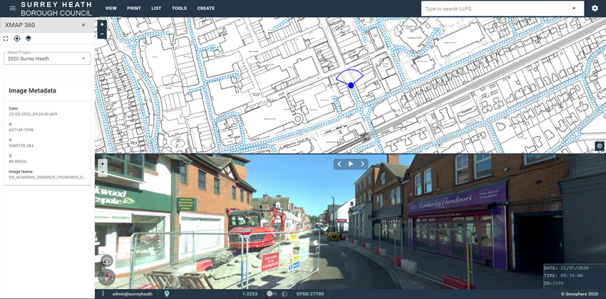 A map shot of Surrey Heath compared with a street view