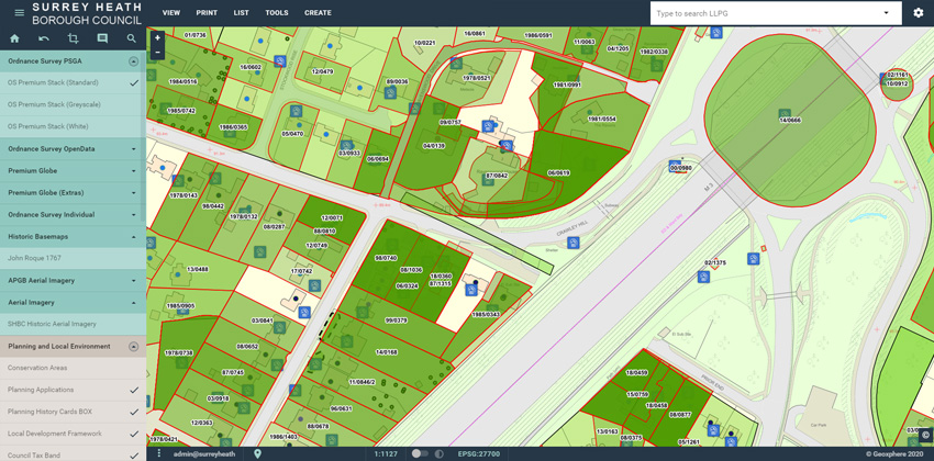 A planning map of surrey heath