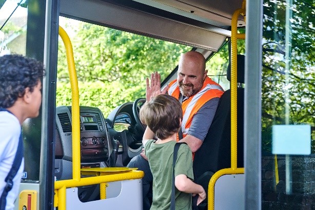 Ugobus driver Essex CC with kid