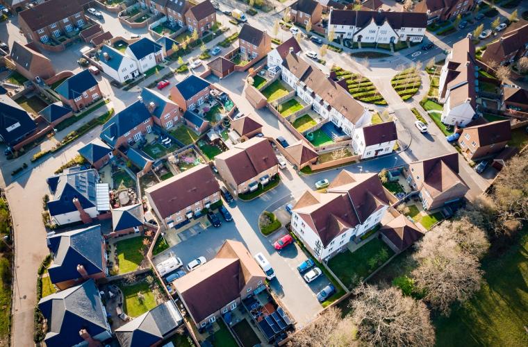 Aerial shot of modern housing estate