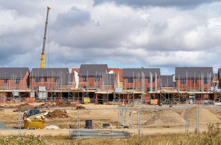 Housing estate - building work under construction 