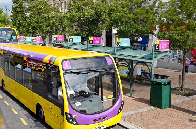 Public services bus at a bus stop