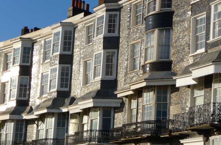 block of flats with bay windows