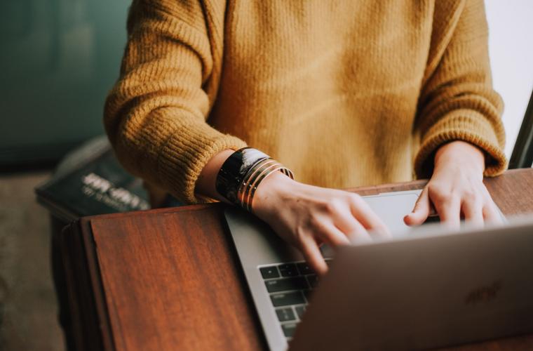 Person working on a laptop
