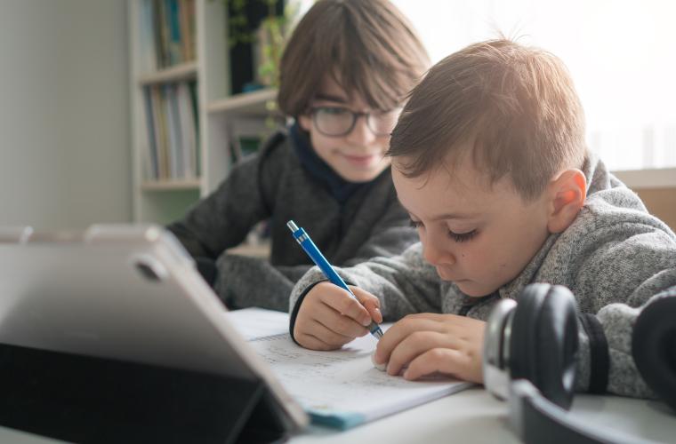 Child being homeschooled
