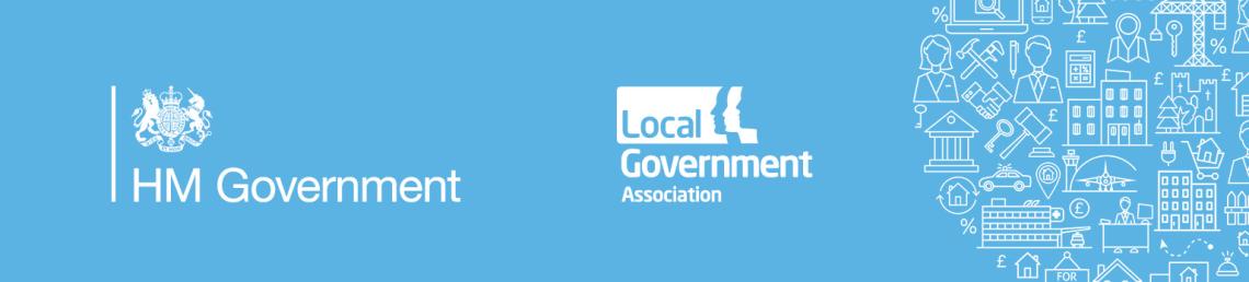 Decorative banner with HMG and LGA logo