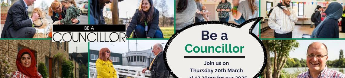 Be a Councillor banner showing a diverse group of people 