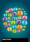 A dark blue/green background with small speech bubble icons in the centre, in blue, orange, green and purple. Text at the bottom reads must know.