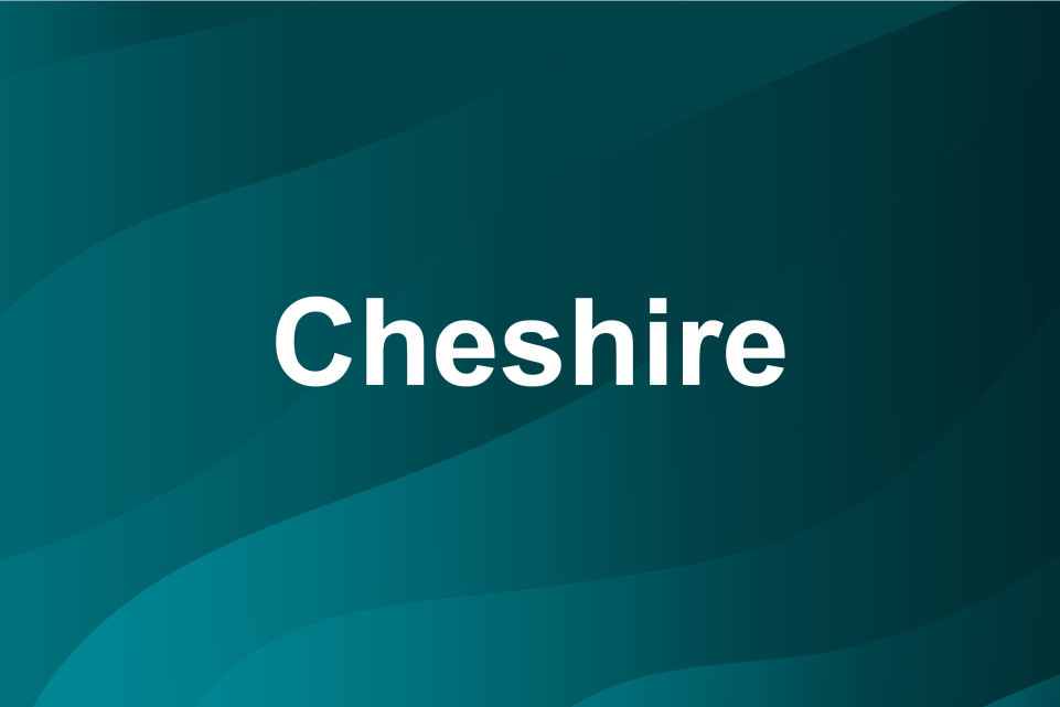 Blue background with text: Cheshire