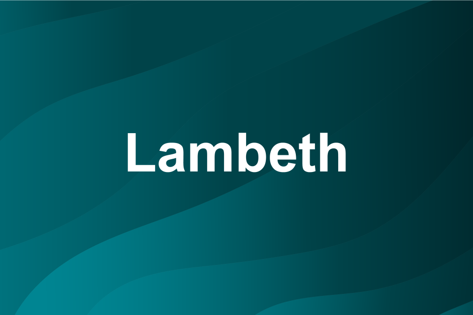 Blue background with text: Lambeth