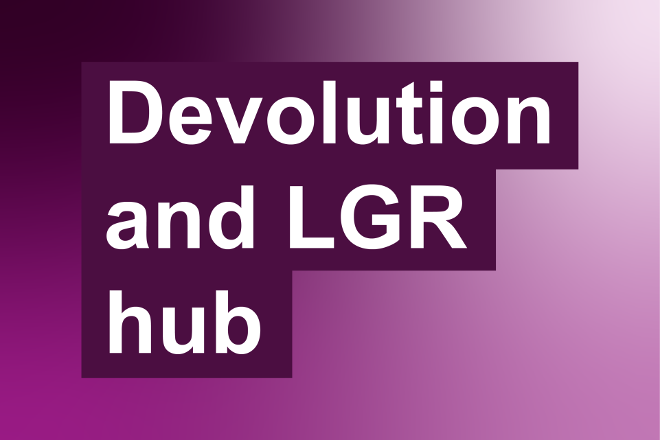 Devolution and LGR hub in white text on a purple background