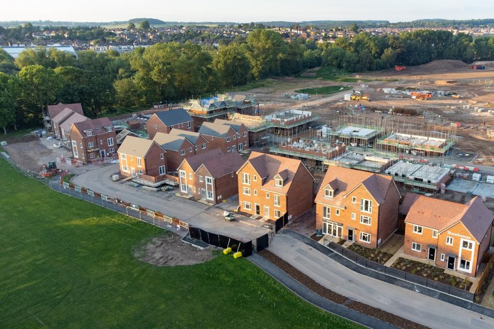 Building site showing the foundations of a new housing estate