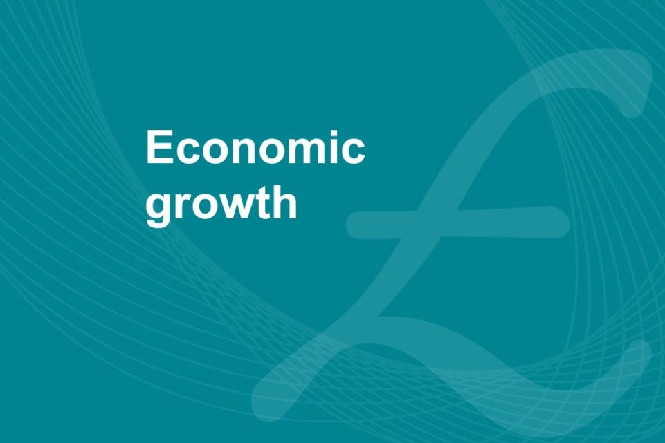 Blue background with a british pound sign and the text 'economic growth'