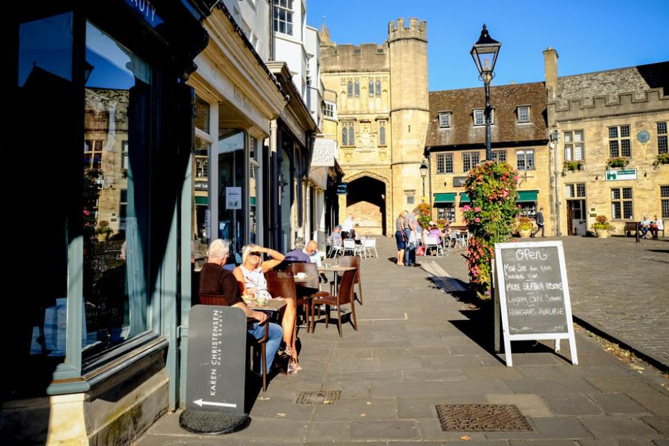 People sitting at a cafe in Wells