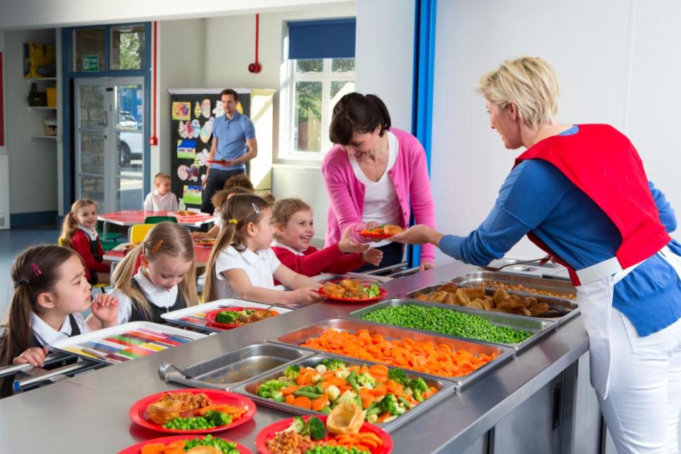 Primary school children in a canteen