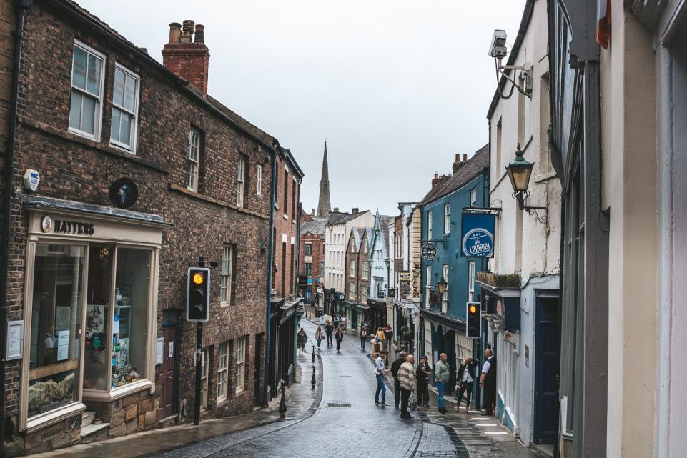 small town high street in rural England